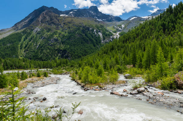istock Mountain river Feevispa flows from Fee glacier towards Saas-Fee village and Saas valley 1281157909