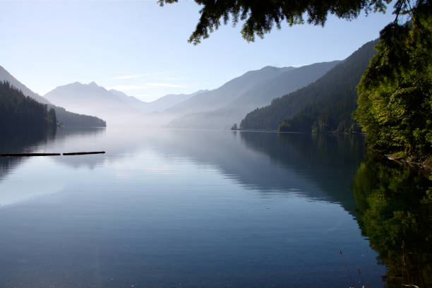 Lake Crescent The very smooth waters of  Lake Crescent in Olympic National Park olympic peninsula photos stock pictures, royalty-free photos & images