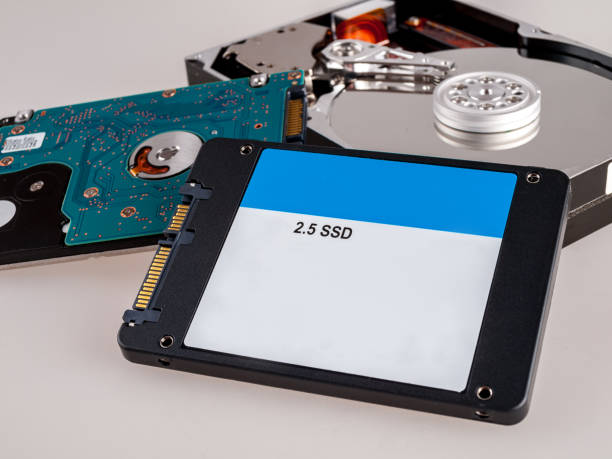 istock different types of computer drives, hard disk drives and SSD drives of different generations, data transfer, read and write 1281160702