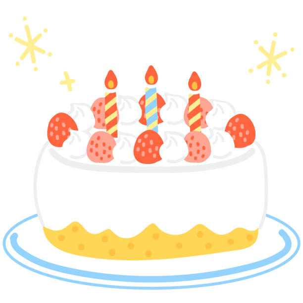 ilustrações, clipart, desenhos animados e ícones de bolo inteiro de morango (vela) - gateaux birthday candle cake