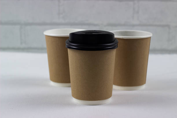 istock Brown coffee mock up on blank background for design any ideas. Paper mug cup template for cafe or restaurant create identity set. 1281167287