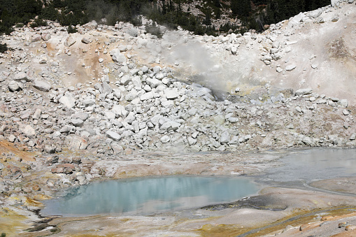 Bumpass Hell, the largest and most popular hydrothermal area, in Lassen Volcanic National Park, California