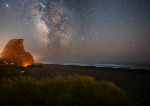 Milky Way Over Kissing Rock stock photo