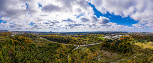 istock Rutherford Road and Boyd Conservation Park in fall, Woodbridge, Vaughan, Canada 1281170133