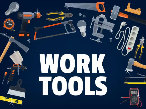Vector illustration of Construction and house repair work tools vector