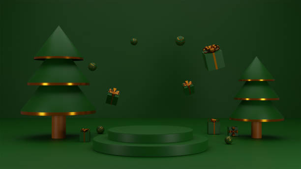 istock Merry Christmas for product presentation podium 2 layer 1281176417