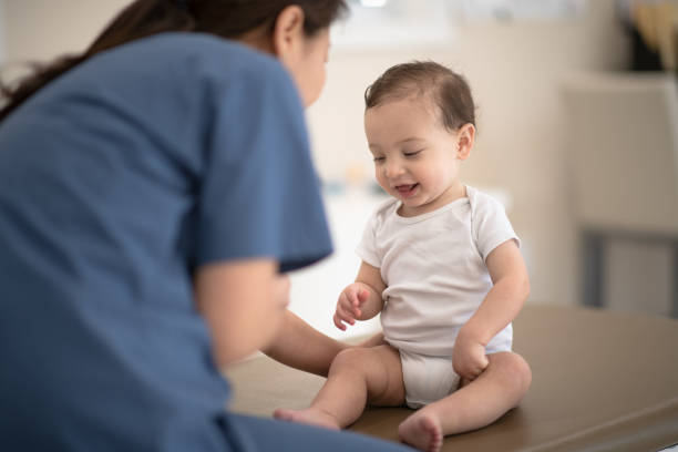 istock Cute baby goes for medical check up 1281177402