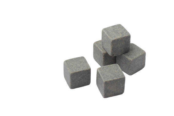 istock Stones for whiskey on a white background close-up, place for text. 1281178734