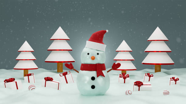 istock Merry christmas with snowman 1281179489