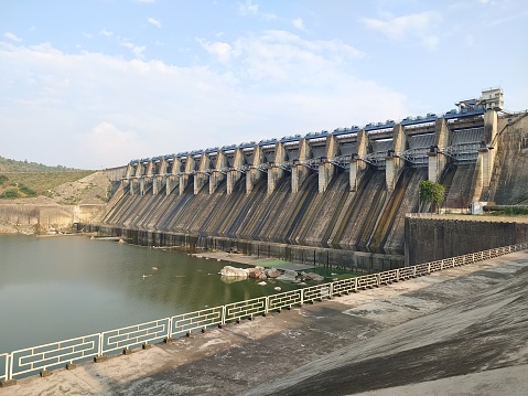 Scenic view of the Popular tourist attraction Mahi Dam situated in the Banswara District, India