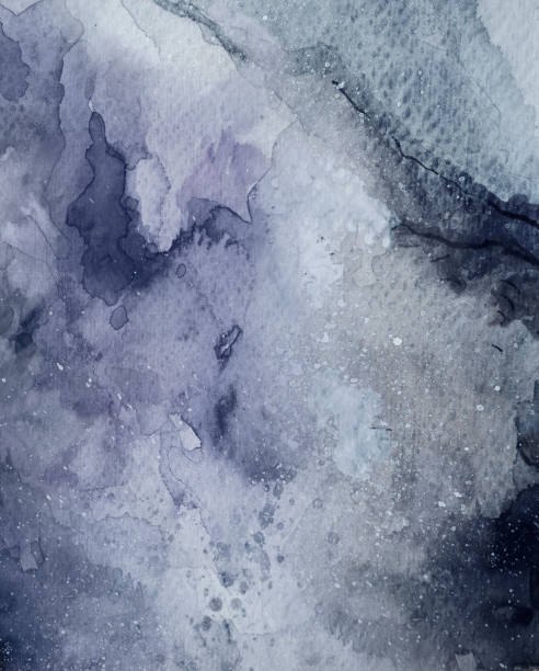 istock Blue winter watercolor background on white with splashes 1281189791