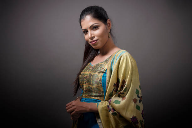 istock Young Indian lady in blue punjabi suit 1281195485