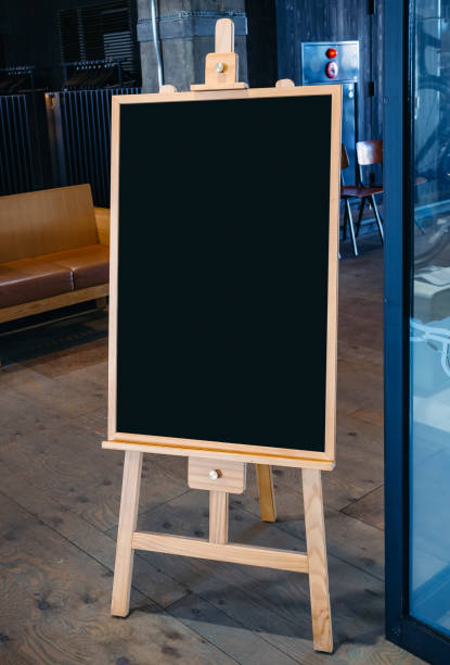 istock Mock up Blackboard sign stand Front shop Menu 1281201556