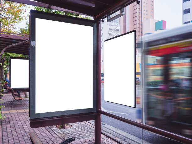 istock Mock up Billboard Blank Poster Media at Bus stop 1281202288