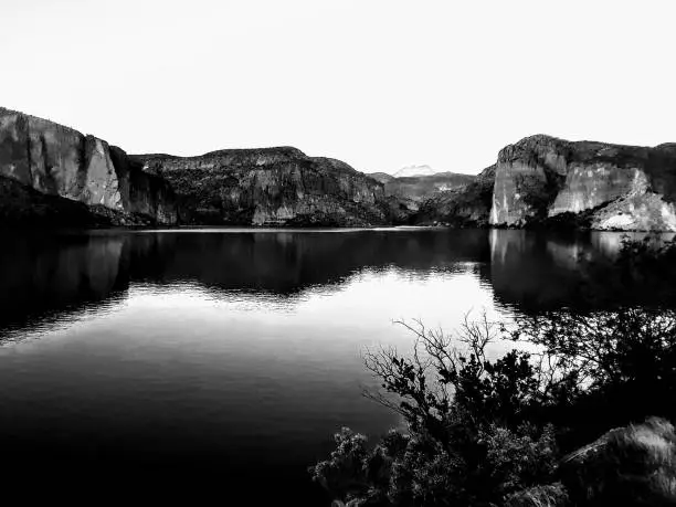 Desert Southwest Lake Black and White