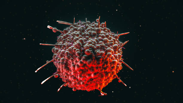 Cancer Cell Mutated Cell Malignant Oncology concept cytokine storm trigger Cancer Cell Mutated Cell Malignant Oncology concept cytokine storm trigger 3d rendering cancer screening stock pictures, royalty-free photos & images