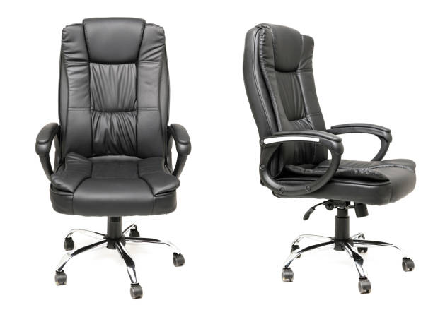 istock Modern black office armchair isolated on white background 1281207726