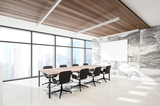 istock Marble meeting room corner with poster 1281209785