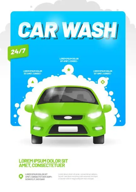 Vector illustration of Vector layout design template for car wash service.