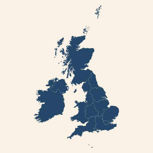 Modern design United kingdom detailed political map. Modern design United kingdom detailed political map. Cyan blue, cream white background. Business concepts and backgrounds. british culture illustrations stock illustrations