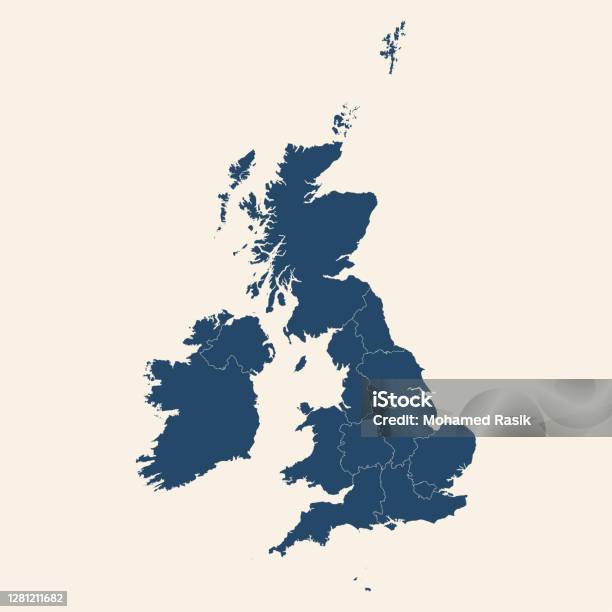 Modern Design United Kingdom Detailed Political Map Stock Illustration - Download Image Now