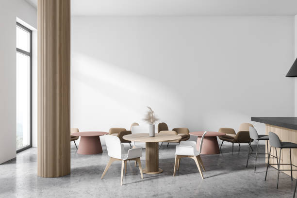 istock Modern white and wooden cafe bar interior 1281211881