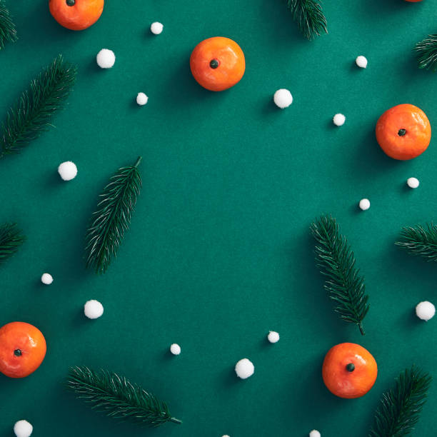 Christmas composition on dark green background