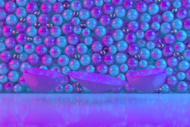 3d rendering of Empty Product Stand, Platform, Sphere Background, Iridescent Colors.