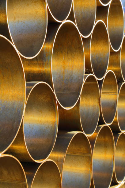 istock Group of corroded metal tubes as abstract background 1281214196