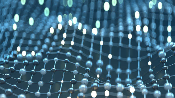 istock Floating mesh of network abstract 3D render illustration 1281215490