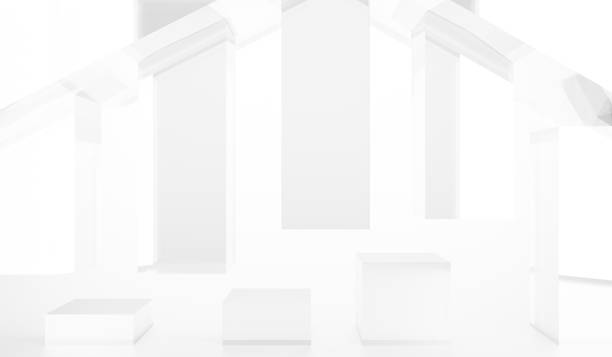 istock White and gray abstract geometric background. 3D rendering. Illustration, technology, business, industry, medical, science, innovation 1281215686