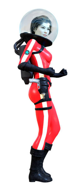istock 3D illustration astronaut woman on white 1281216316