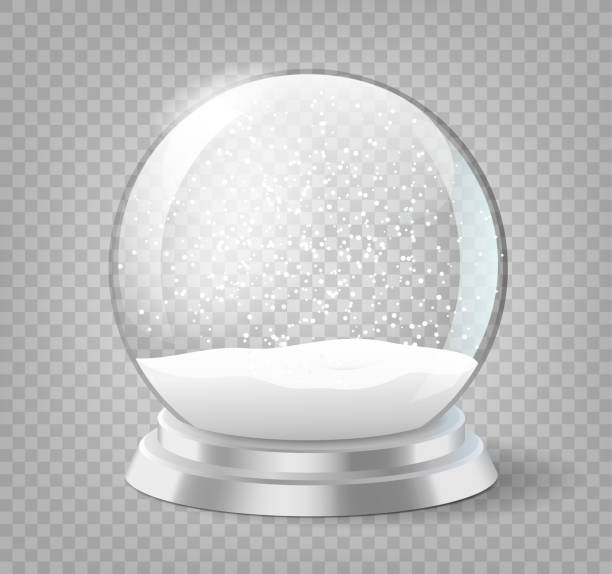 illustrations, cliparts, dessins animés et icônes de globe de neige. snowglobe de vacances de noël, modèle vide de boule de neige de noël de verre - snow globe dome glass transparent