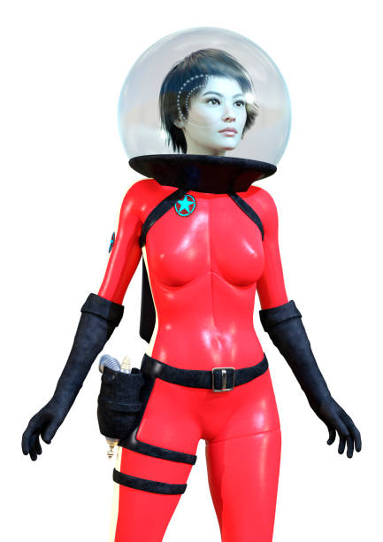 istock 3D illustration astronaut woman on white 1281217085