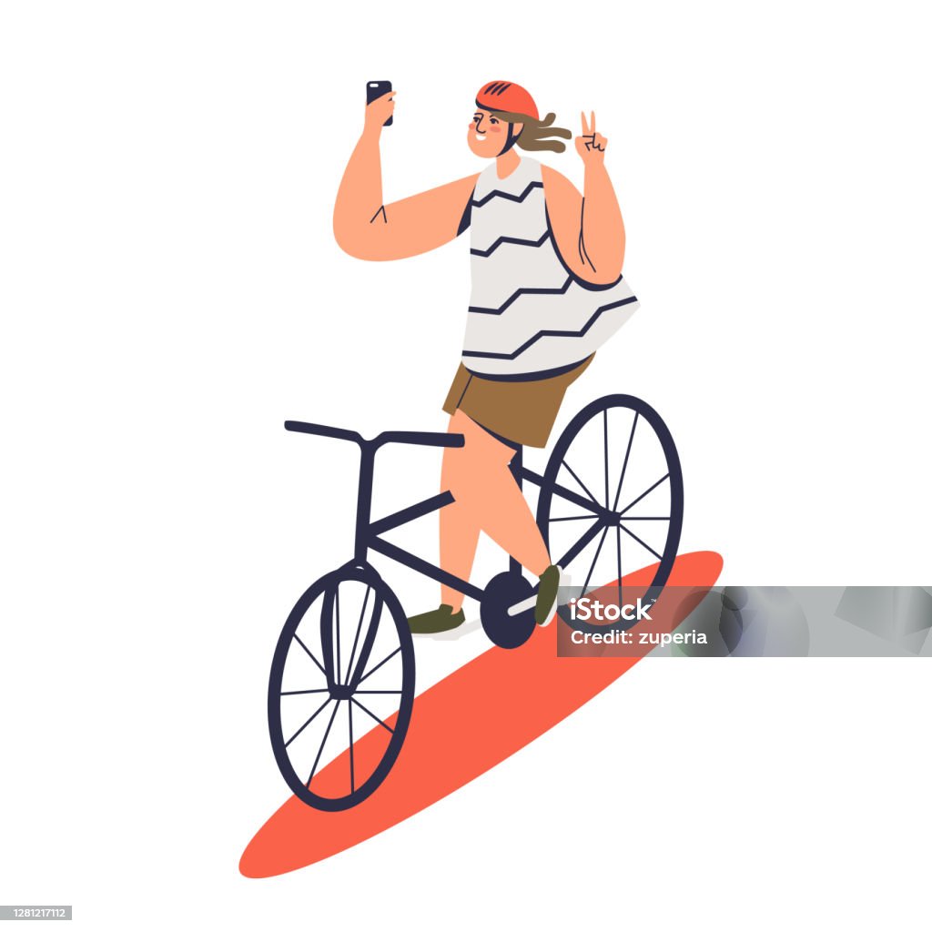 Infantil Tentación Más Ilustración de Chica Haciendo Selfie Foto Montar En Bicicleta Concepto  Peligroso De Toma De Fotos Selfie y más Vectores Libres de Derechos de Andar  en bicicleta - iStock