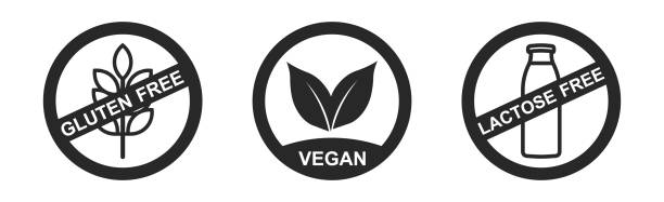 ilustrações, clipart, desenhos animados e ícones de rótulos de alimentos veganos, produtos ecológicos frescos, rótulo vegano e emblemas de alimentos saudáveis ilustração vetorial - dough