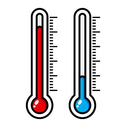 Thermometer Cartoon Illustration Isolated On White Meteorology Thermostat  Vector Icon Measure Level Warm And Cold Temperature Measurement Blue And  Red Weather Measuring Indicator Stock Illustration - Download Image Now -  iStock
