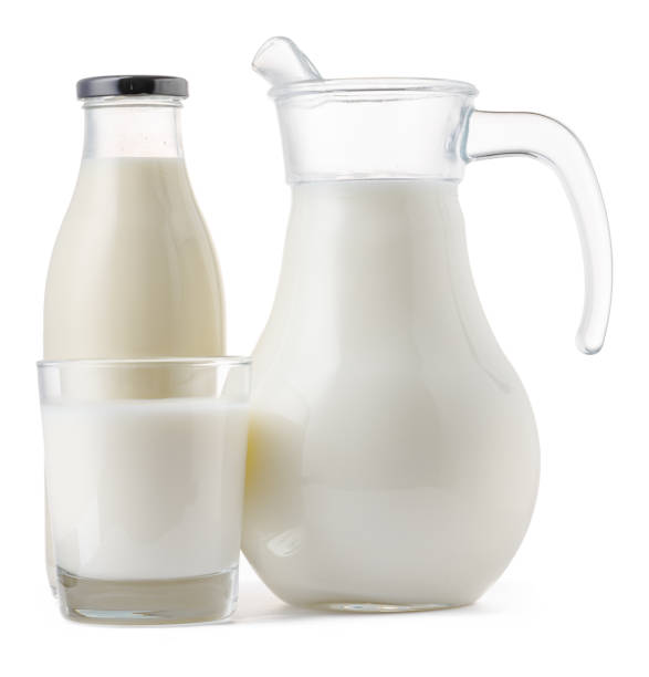istock Glassware full of fresh milk isolated on white 1281221894