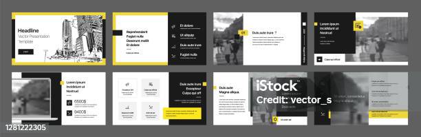 Yellow Presentation Templates Elements On A White Background Vector Infographics Stock Illustration - Download Image Now