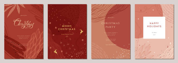 ilustrações, clipart, desenhos animados e ícones de templates_08 de natal universal - red backgrounds pastel colored abstract