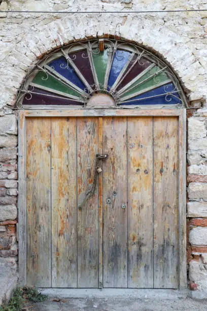 Door of an Old House in Trilye District, Bursa City, Turkey