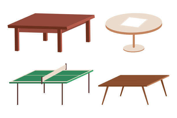 illustrazioni stock, clip art, cartoni animati e icone di tendenza di tavoli cartone animato vettoriale impostato isolato su uno sfondo bianco. - table tennis