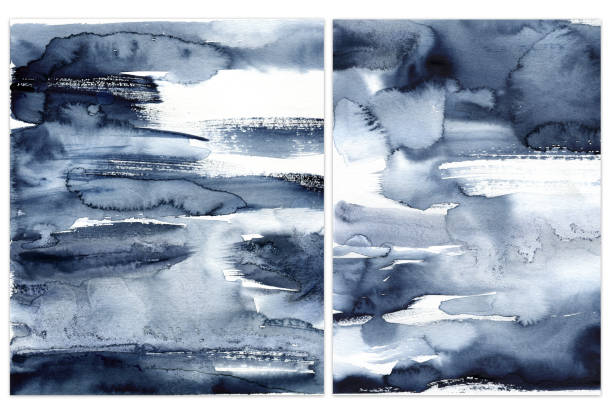 istock Watercolor classic blue abstract texture with salt washes and blue color. Hand painted abstract background. Aquatic illustration for design, print or background. Color of the year. 1281230634