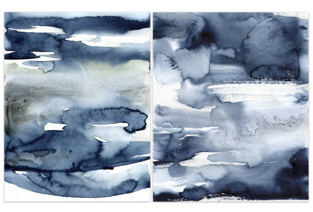 istock Watercolor classic blue abstract texture. Hand painted sea or ocean abstract background. Aquatic illustration for design, print or background. 1281230740