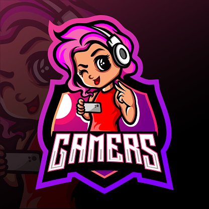 Gamer Mascot Girl Esport Logo Design Stock Illustration - Download Image  Now - Gamer, Girls, Logo - iStock