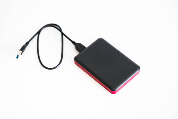 istock Portable hard drive isolated on white background 1281233715