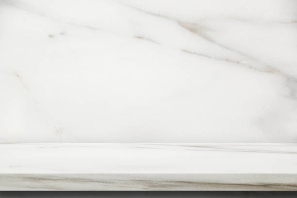 istock Marble stone top table grunge texture background with marble wall. 1281234112
