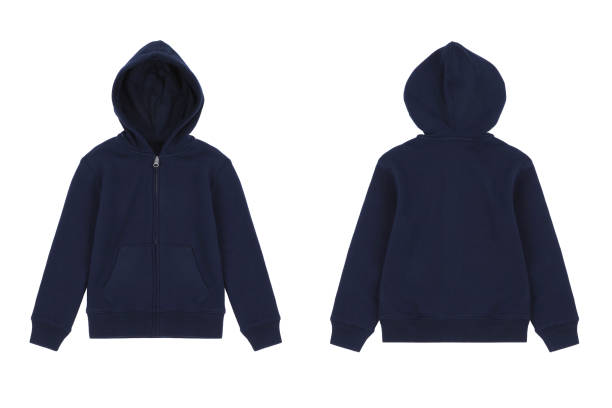 Blue men's sweatshirt with a hood
