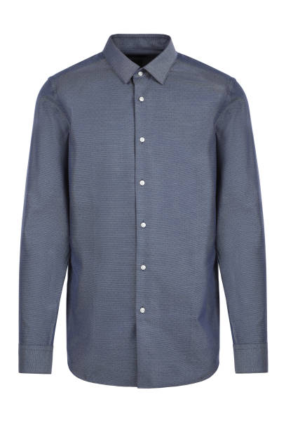 istock Blue classic and business shirt with button 1281235567