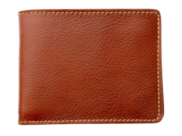 istock Brown shiny wallet isolated on white background 1281235662